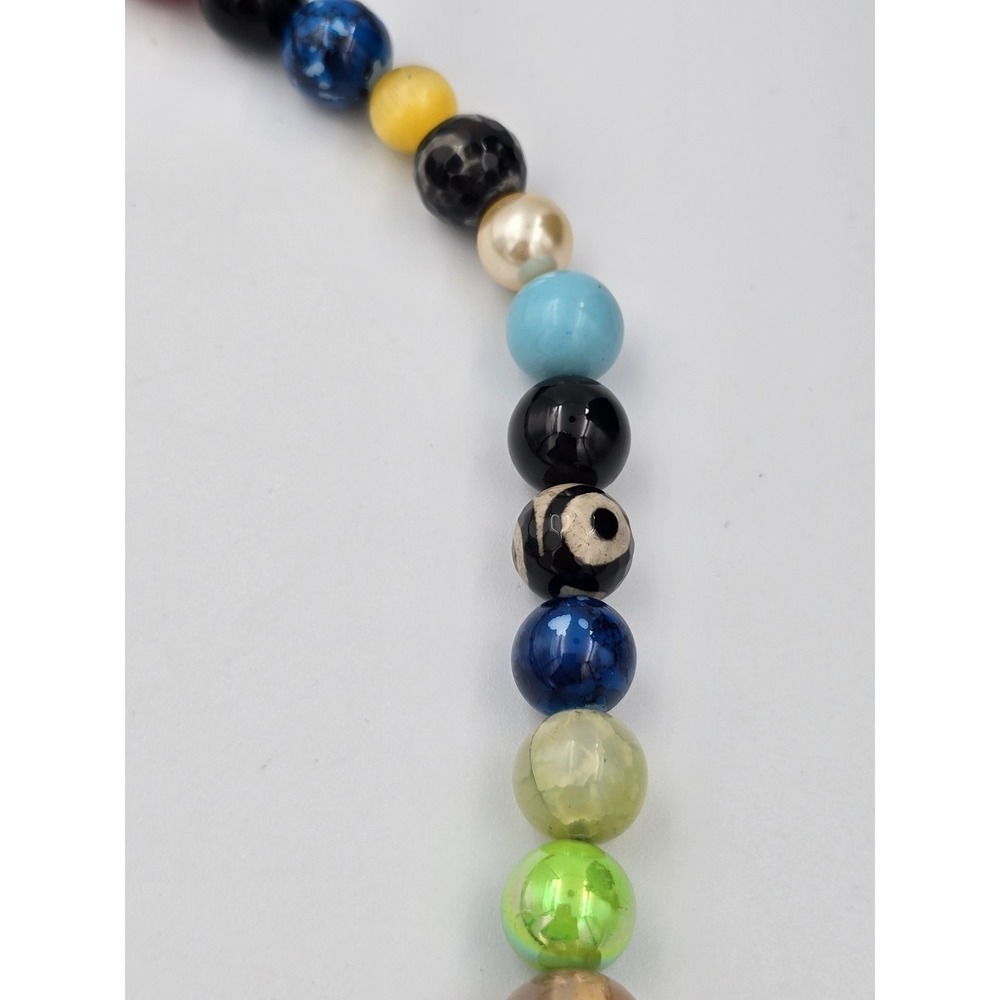 Colorful Multi Gem Stone Beaded Necklace Turquoise Style Center Bead - Picture 9 of 12